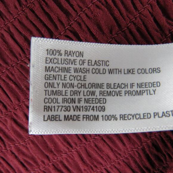 Knox Rose Maroon Pleated Long Sleeve Smocked High Neck Top Large - Picture 5 of 6